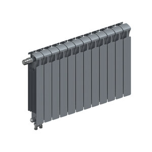 Изображение товара Радиатор биметаллический Rifar Monolit Ventil 500 R-MN-500-12-VL-TI, 12 секций, нижнее левое подключение, цвет титан