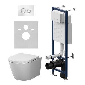 Изображение товара Инсталляция ErgoFit IS110101.851900, с подвесным унитазом AM.PM X-Joy, белый, крышка микролифт, Торнадо, клавиша смыва белая