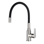 Смеситель для кухонной мойки Decoroom DR29 DR29024BN-Black, с гибким изливом, никель/черный - фото 1