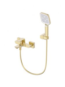 Изображение товара Смеситель Wonzon & Woghand Forza WW-639031-1-BG, для ванны и душа, с душевым гарнитуром, золото брашированное PVD