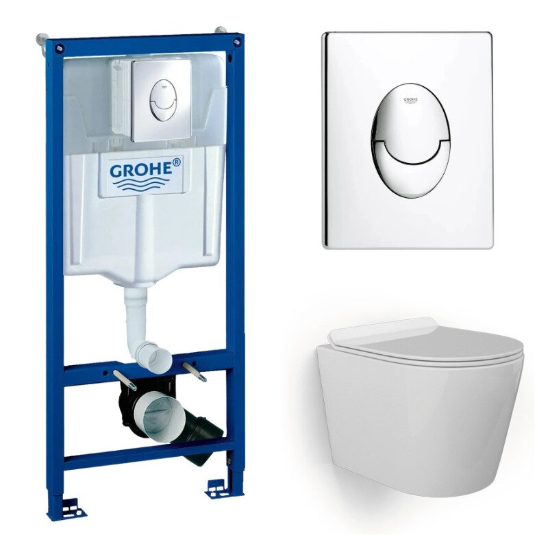 Изображение товара Комплект Grohe Rapid SL с безободковым унитазом BeWash Aldo белый сп with микролифт