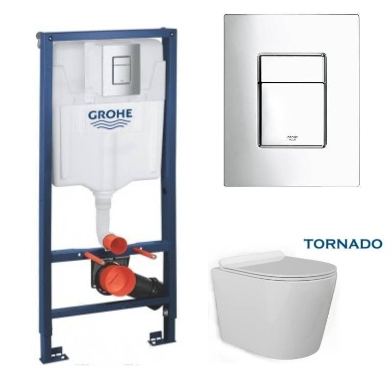 Изображение товара Комплект GRH772001480T: инсталляция Grohe Rapid SL с безободковым унитазом BeWash Aldo белый, смыв торнадо, сиденье микролифт, клавиша хром Изображение товара Комплект GRH772001480T: инсталляция Grohe Rapid SL с безободковым унитазом BeWash Aldo белый, смыв торнадо, сиденье микролифт, клавиша хром