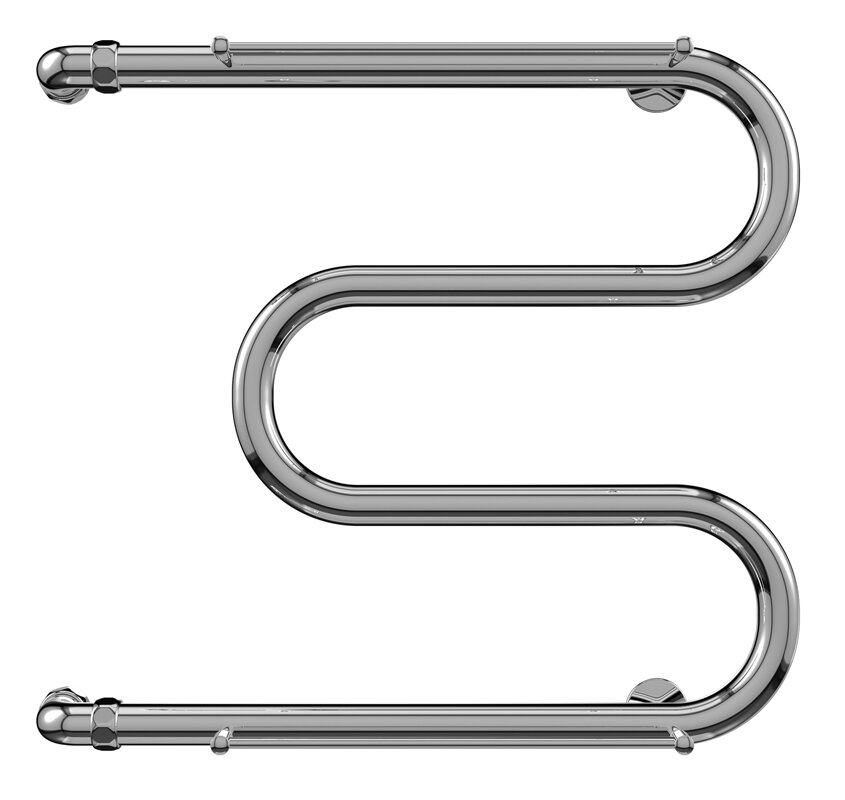 Изображение товара Полотенцесушитель водяной Terminus М-образный 4620768880568, 700x600 с полкой, ширина 70 см, высота 60 см, боковое подключение 60 см, хром
