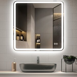 Изображение товара Зеркало Vincea VLM-3VC7007-2, 70 х 70 см, LED подсветка, сенсор, диммер, функция антизапотевания, цвет белый