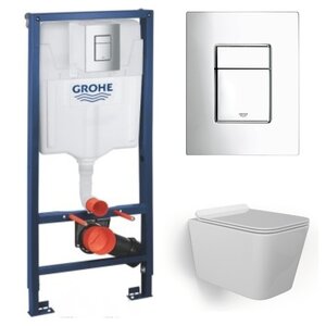 Изображение товара Комплект инсталляции и безободковый унитаз Grohe Rapid SL BeWash Kraft белый Изображение товара Комплект инсталляции и безободковый унитаз Grohe Rapid SL BeWash Kraft белый