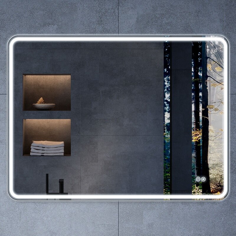 Изображение товара Зеркало Vincea VLM-3VC1007-2, 100 х 70 см, LED подсветка, сенсор, диммер, функция антизапотевания, цвет белый