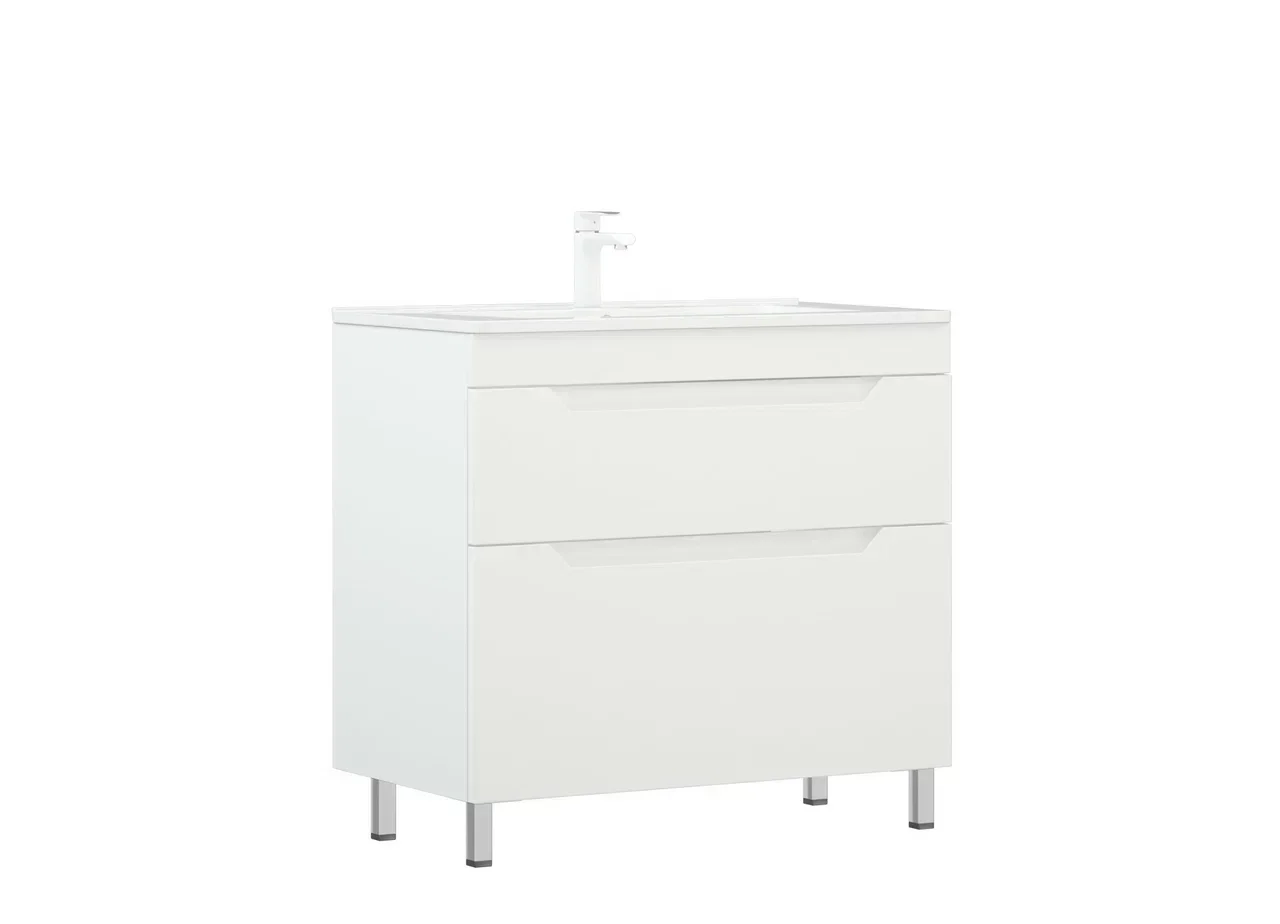 Изображение товара Тумба под раковину Corozo Юта 85 см белая с глянцевым покрытием