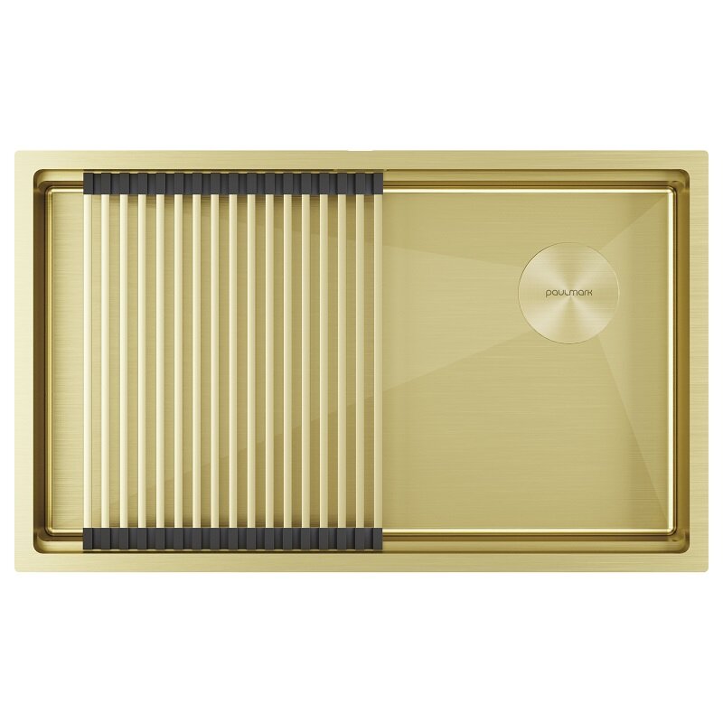 Изображение товара Кухонная мойка Paulmark Next-Pro 74 Uni с PVD покрытием светлое золото 74 см