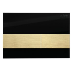 Изображение товара Клавиша смыва Cezares LUX-GN-1-BORO, механическая, черный глянцевый/брашированное золото