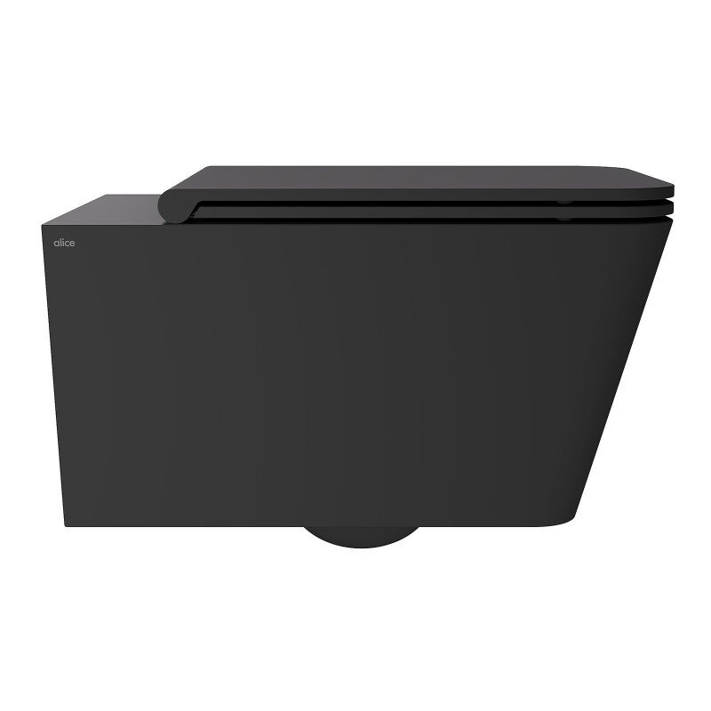 Изображение товара Подвесной унитаз Alice Hide Square 31210108SET черный матовый, безободковый, с мягким закрытием