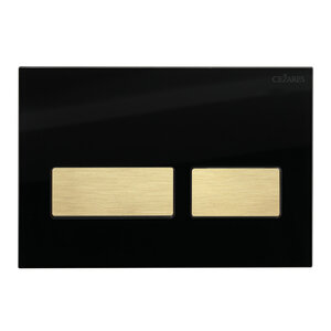 Изображение товара Клавиша смыва Cezares LUX-GN-2-BOR, механическая, черный глянец и золото брашированные, двухкнопка