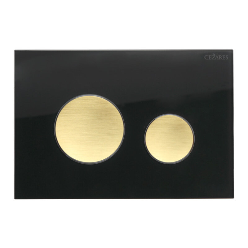 Изображение товара Клавиша смыва Cezares LUX-GN-BORO-C механическая черный глянцевый и золото брашированное
