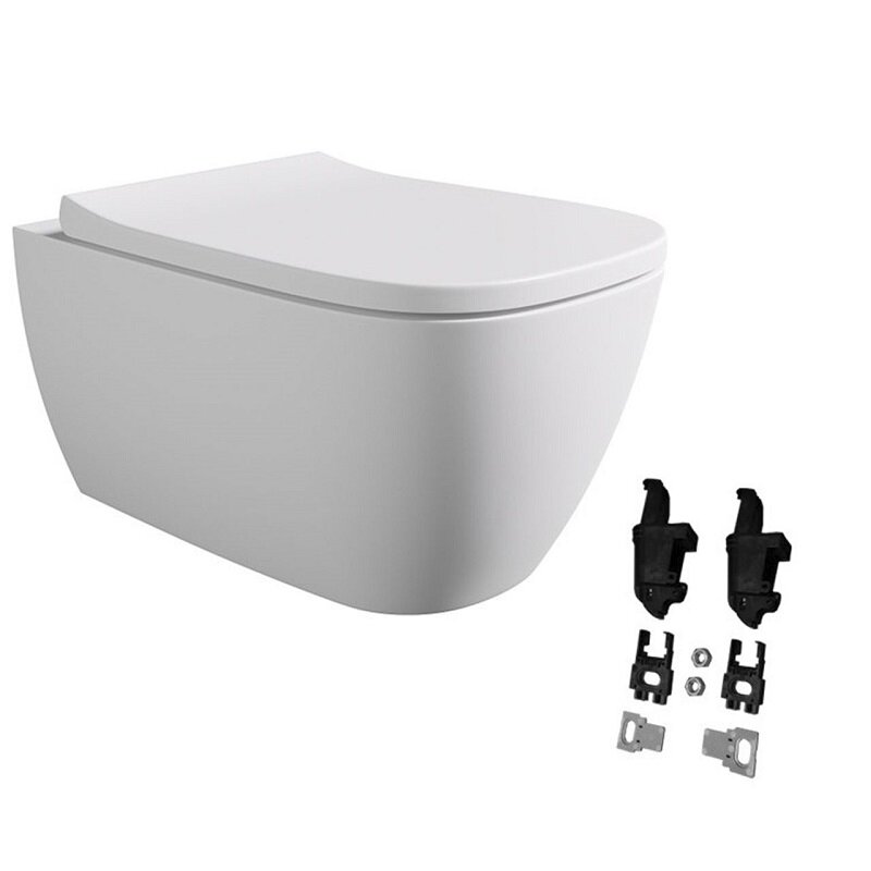 Изображение товара Унитаз подвесной Alice Wunder 45000109SET, безободковый, Торнадо, с сиденьем микролифт, креплением Fischer WB-KliX, белый матовый Изображение товара Унитаз подвесной Alice Wunder 45000109SET, безободковый, Торнадо, с сиденьем микролифт, креплением Fischer WB-KliX, белый матовый