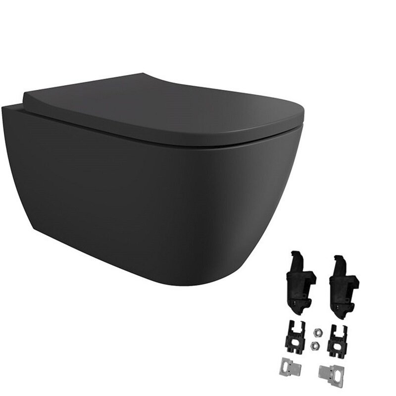 Изображение товара Подвесной унитаз Alice Wunder 45000108SET безободковый торнадо черный матовый