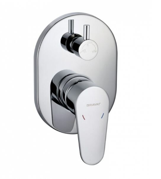 Изображение товара Встраиваемый однорычажный смеситель Bravat для ванны и душа 3 потребителя хром