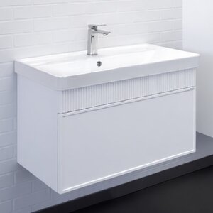 Изображение товара Тумба с раковиной Comforty Мадрид 00-00021274, 80 см, подвесная, цвет белый матовый