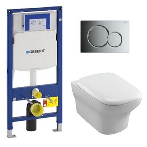 Изображение товара Инсталляция Geberit с безободковым унитазом Jacob Delafon Vox EDM102-00, сиденье микролифт клавиша хром, комплект Santehnica.ru
