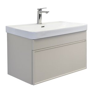 Изображение товара Тумба с раковиной Comforty Мадрид 00-00020810, 80 см, подвесная, цвет серый шелк