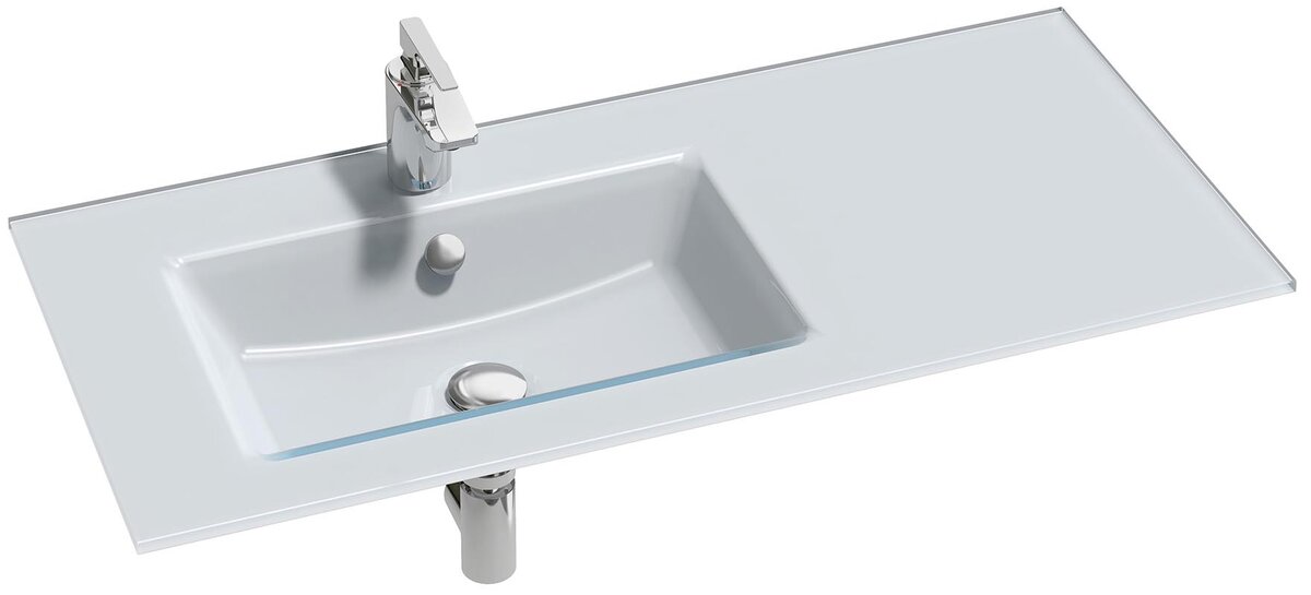 Изображение товара Стеклянная угловая раковина Jacob Delafon Vox EB2103-DD1 101x46 см белая глянцевая