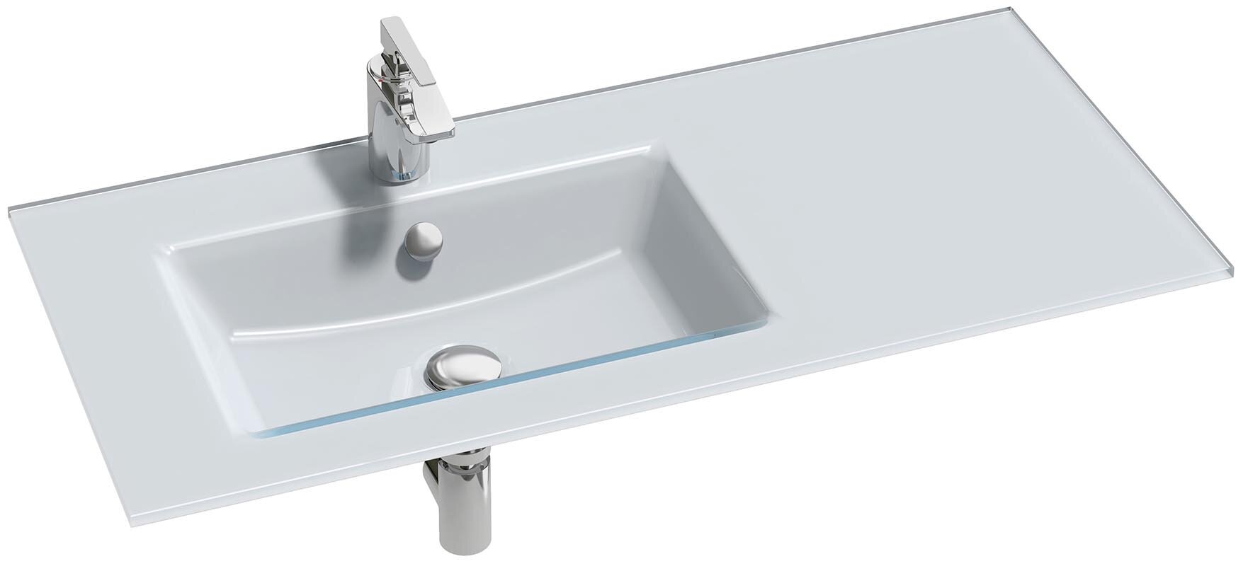 Изображение товара Стеклянная угловая раковина Jacob Delafon Vox EB2103-DD1 101x46 см белая глянцевая