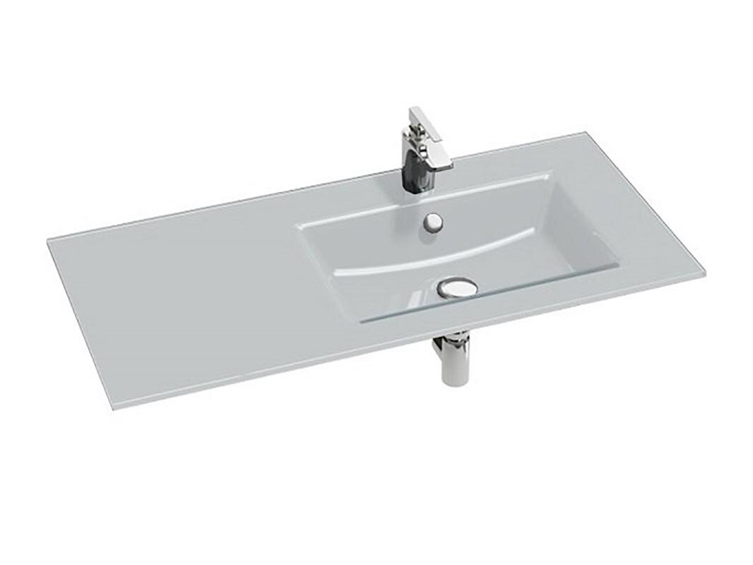 Изображение товара Стеклянная раковина Jacob Delafon Vox EB2102-DD1 101х46 см правая белая глянцевая