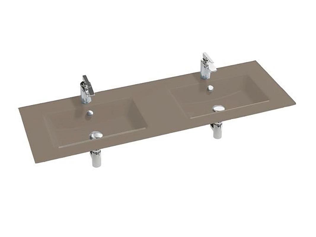 Изображение товара Двойная стеклянная раковина Jacob Delafon Vox EB2100-DD4 141x46 см коричневая глянцевая