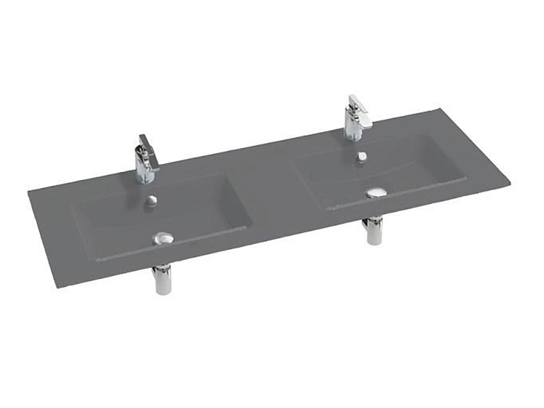 Изображение товара Двойная стеклянная раковина Jacob Delafon Vox EB2100-DD2 141x46 см серая