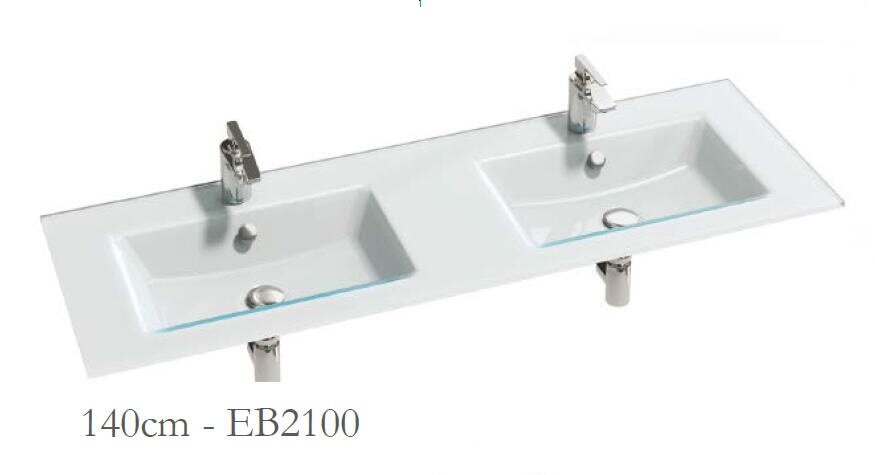 Изображение товара Стеклянная двойная раковина Jacob Delafon Vox EB2100-DD1 141x46 см белая глянцевая