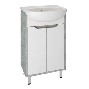 Изображение товара Тумба под раковину Runo Эко 00-00001326, 50 см, напольная, цвет белый/серый бетон
