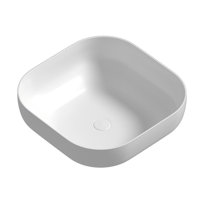 Изображение товара Раковина Abber Bequem AC2123 42 см, квардратная, белая, фаянс, накладная