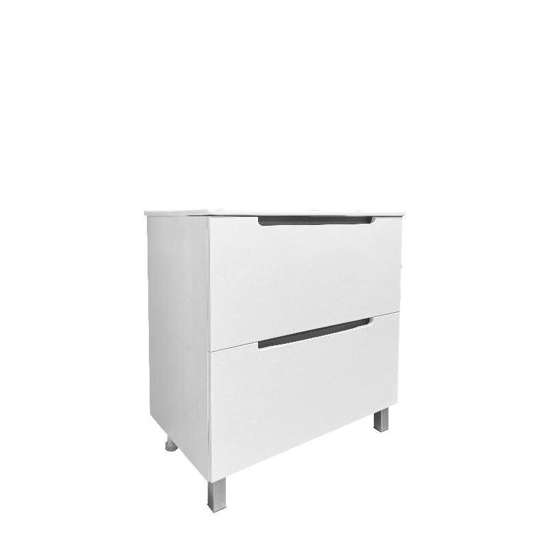 Изображение товара Тумба под раковину Runo Lina 70 см напольная белая МДФ ДСП современный стиль