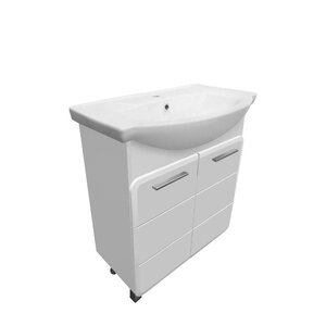 Изображение товара Тумба под раковину Runo Эрика 00-00004914, 75 см, напольная, цвет белый