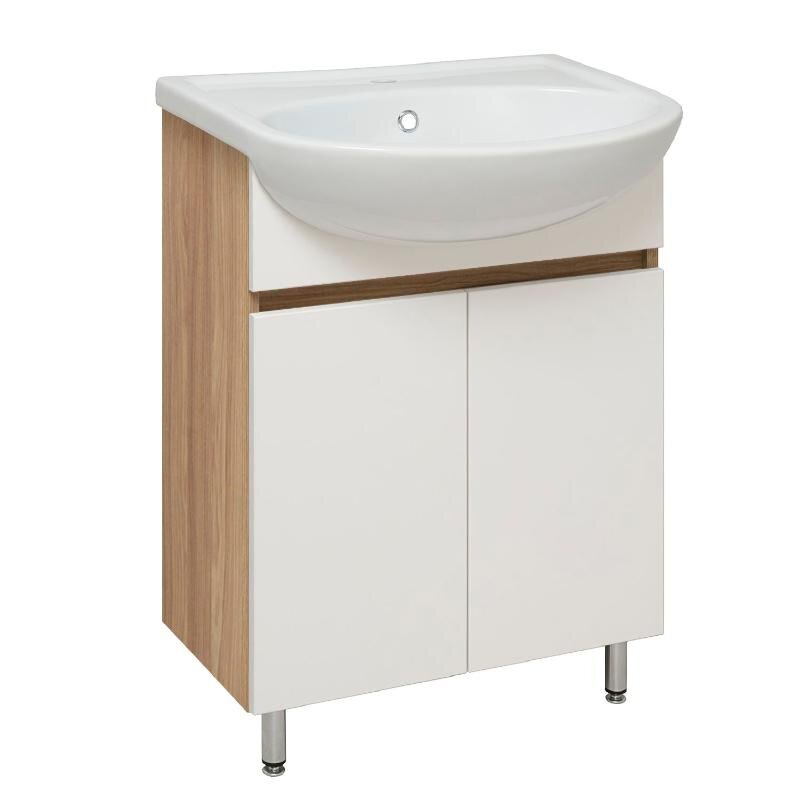 Изображение товара Тумба под раковину Runo Лада 00-00004575, 50 см, напольная, цвет блэквуд/белый