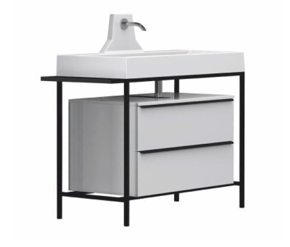 Изображение товара Тумба под раковину Belux Биарритц Н100-02 белая с раковиной и зеркалом