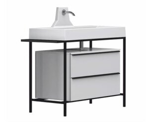 Изображение товара Тумба под раковину Belux Биарритц Н100-02 белая с раковиной и зеркалом