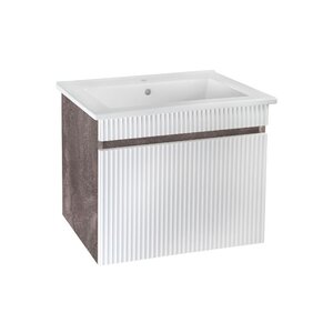 Изображение товара Тумба под раковину Runo Модена 00-00001424, 65 см, подвесная, цвет белый/железный камень