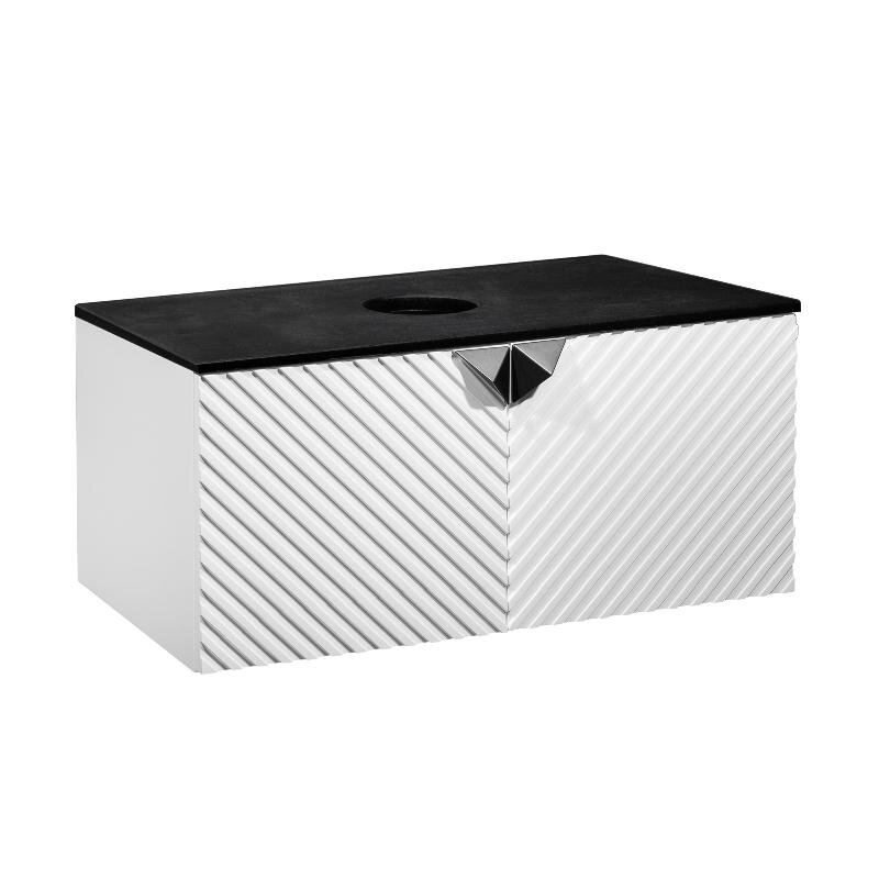 Изображение товара Тумба под раковину Runo Андорра 70 см подвесная черный/белый матовый Россия
