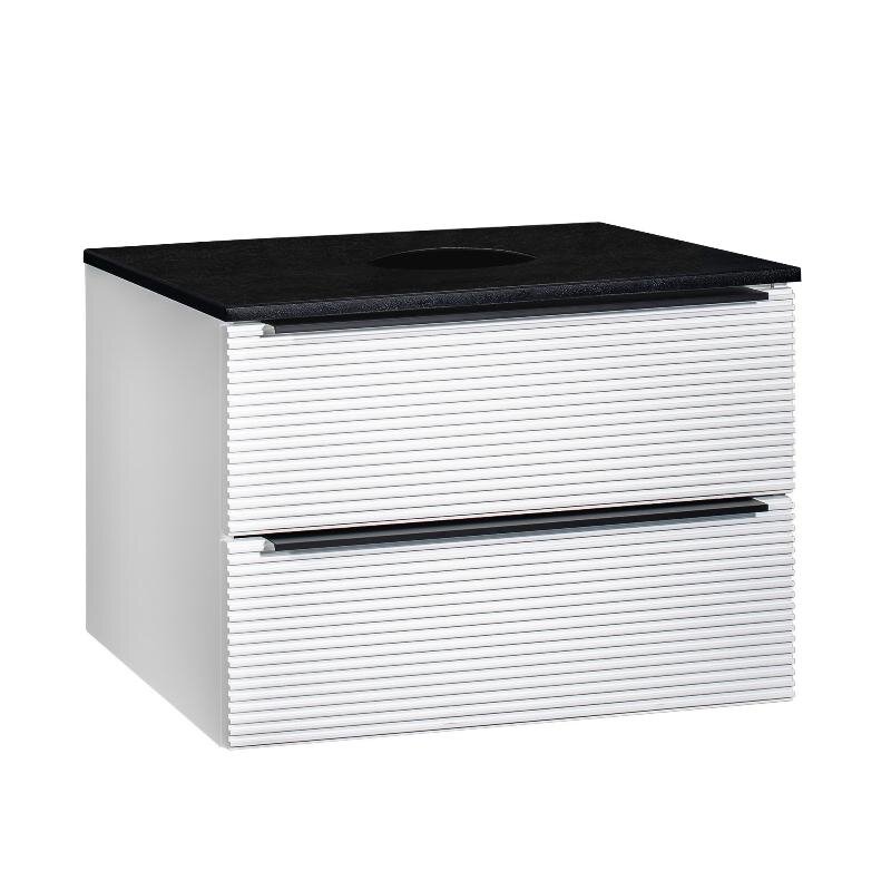 Изображение товара Тумба под раковину Runo Орлеан 00-00004649, 60 см, подвесная, цвет черный/белый матовый