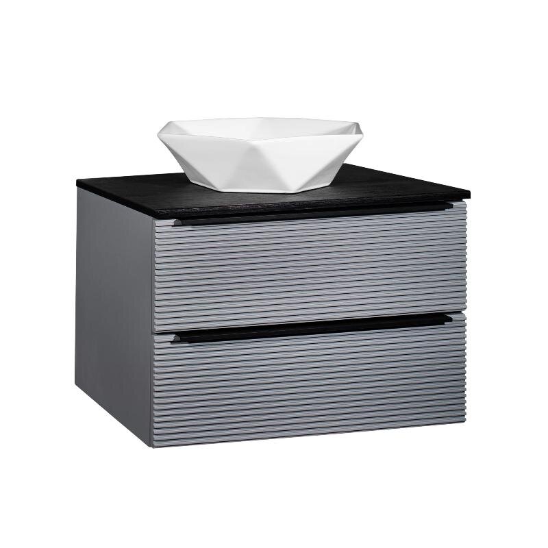 Изображение товара Тумба под раковину Runo Орлеан 00-00002021, 70 см, подвесная, цвет черный/серый