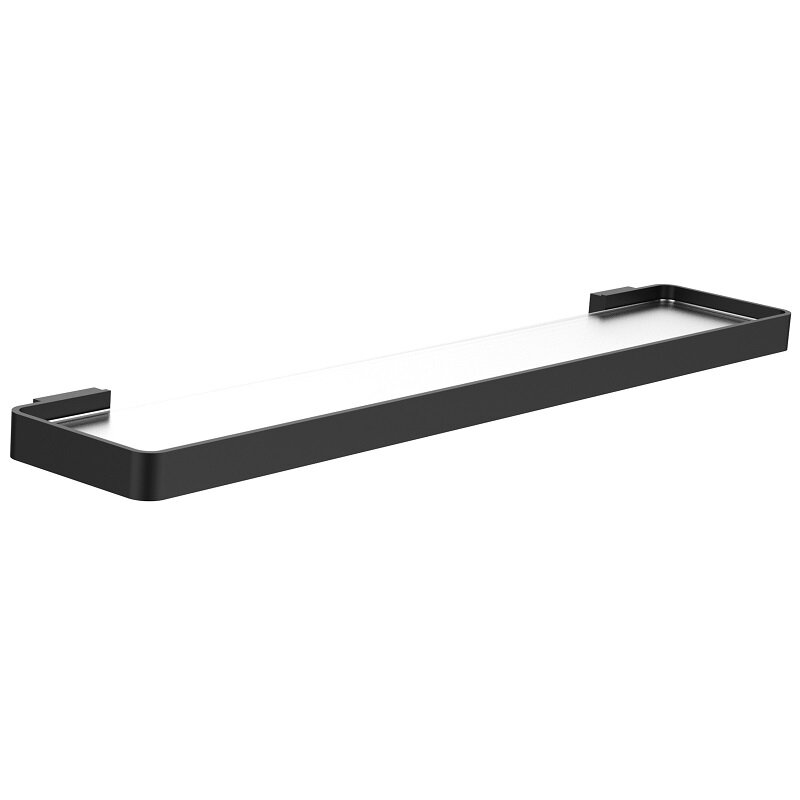 Изображение товара Полка стеклянная Wonzon & Woghand Lotte WW-8327A-MB, держатели черный матовый