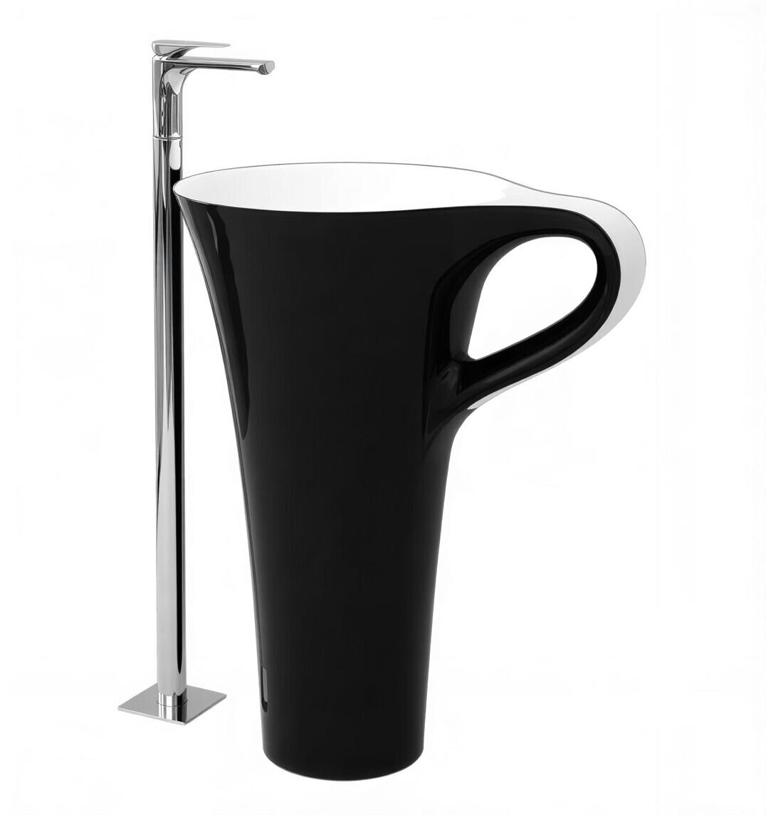 Изображение товара Раковина ArtCeram Cup OSL004 01 50, напольная отдельностоящая, цвет черно-белый, 69 х 50 х 85 см Изображение товара Раковина ArtCeram Cup OSL004 01 50, напольная отдельностоящая, цвет черно-белый, 69 х 50 х 85 см