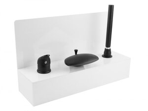 Изображение товара Смеситель ASD Vella-Kit Гл000027289, на борт ванны, с душевым гарнитуром, черный