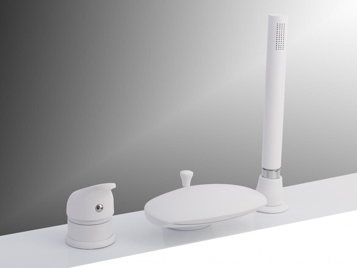 Изображение товара Смеситель ASD Vella-Kit Гл000027290 на борт ванны с душевым гарнитуром белый