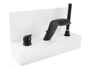 Изображение товара Смеситель ASD Garda Гл000027291, на борт ванны, с душевым гарнитуром, черный