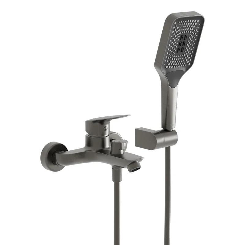 Изображение товара Смеситель для ванны и душа BelBagno DUE-VASM-GM с душевым гарнитуром и оружейной сталью