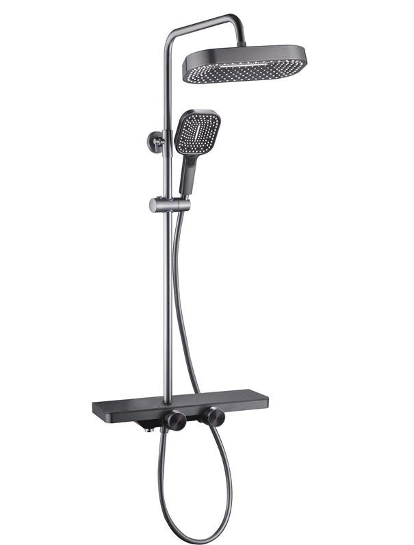 Изображение товара Душевая система ALMAes Hazar SDI-1838 из оружейной стали с тропическим душем и однорычажным управле
