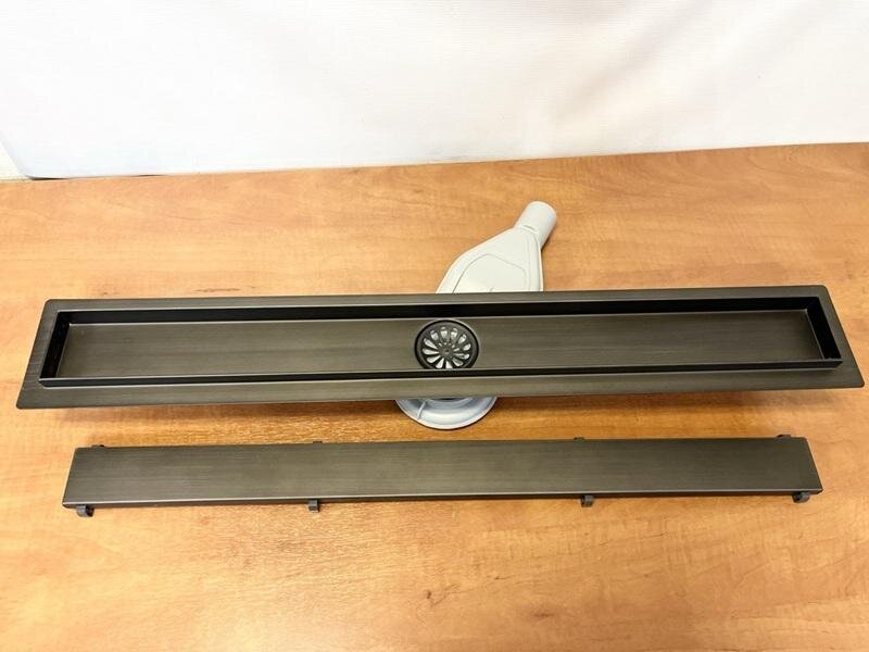 Изображение товара Дренажный канал ALMAes Arianda AR100GR, 100 см, решетка под плитку, графит