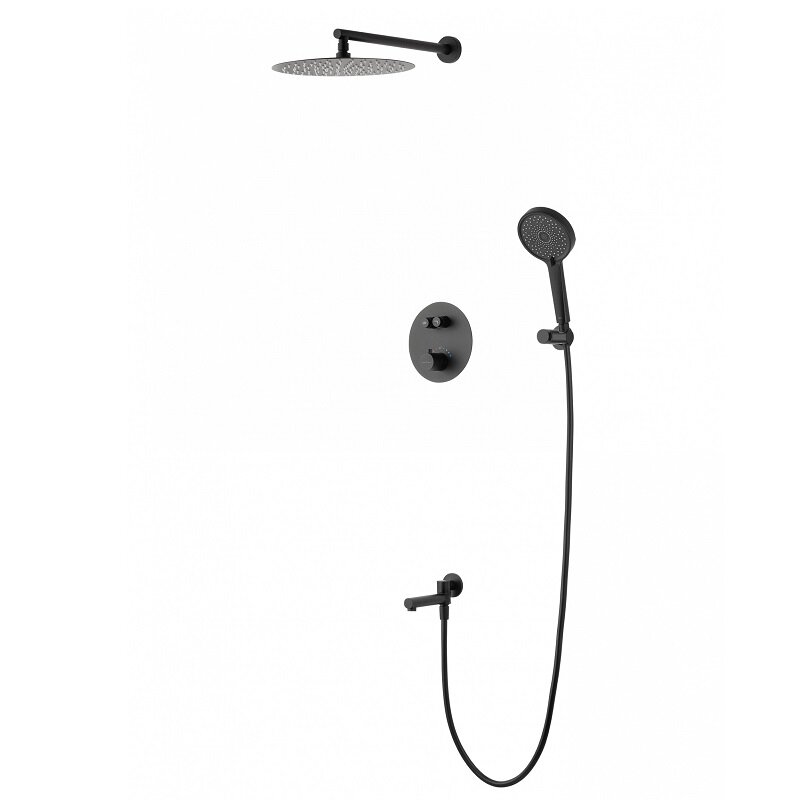 Изображение товара Душевая система Wonzon & Woghand Stick WW-88929010-MB с термостатом, черный матовый Изображение товара Душевая система Wonzon & Woghand Stick WW-88929010-MB с термостатом, черный матовый