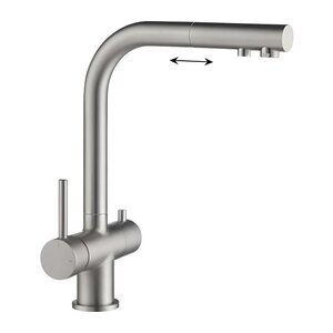 Изображение товара Смеситель Timo Saona 2356/13FL для кухонной мойки, с подключением фильтра и выдвижной лейкой, никель матовый