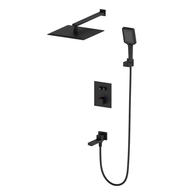 Изображение товара Душевая система Wonzon & Woghand WW-88929003-MB термостатическая черный матовый